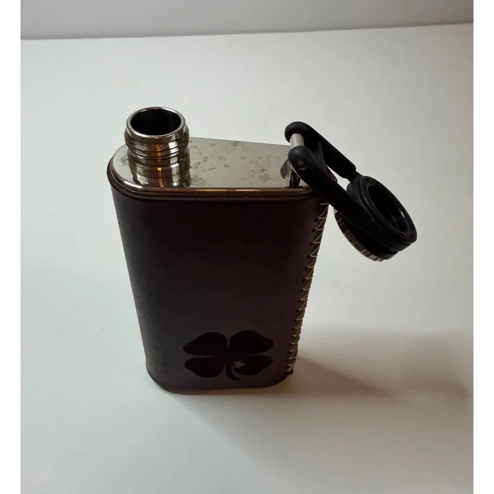 Stanley Leather Flask With Clover - Leather Made in Texas